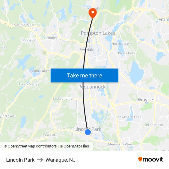 Lincoln Park to Wanaque, NJ map