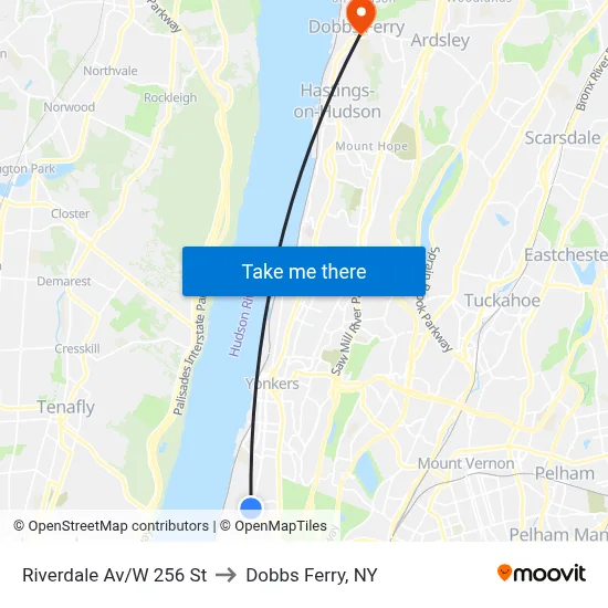 Riverdale Av/W 256 St to Dobbs Ferry, NY map