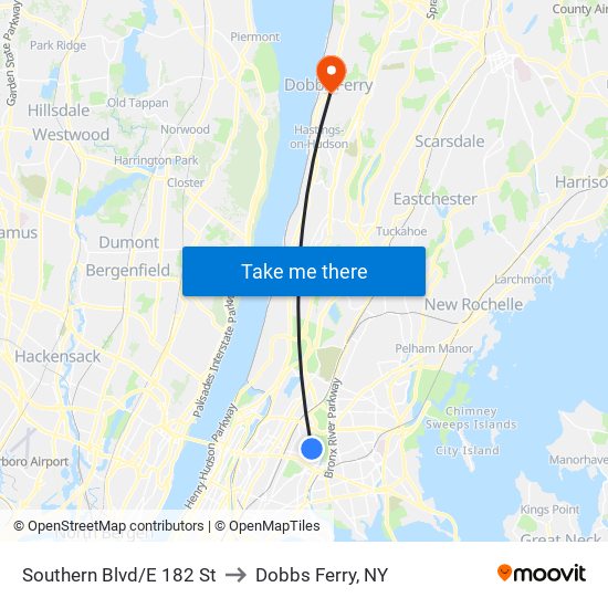 Southern Blvd/E 182 St to Dobbs Ferry, NY map