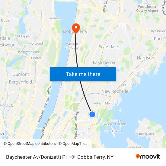 Baychester Av/Donizetti Pl to Dobbs Ferry, NY map