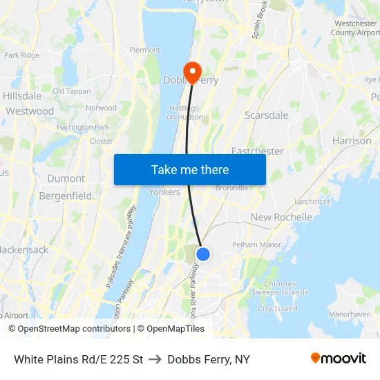 White Plains Rd/E 225 St to Dobbs Ferry, NY map