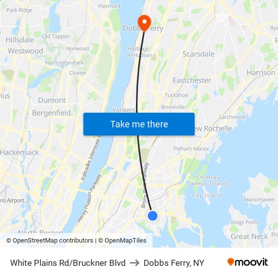 White Plains Rd/Bruckner Blvd to Dobbs Ferry, NY map