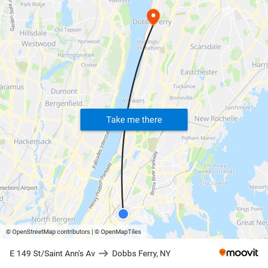 E 149 St/Saint Ann's Av to Dobbs Ferry, NY map