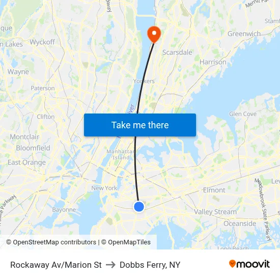 Rockaway Av/Marion St to Dobbs Ferry, NY map