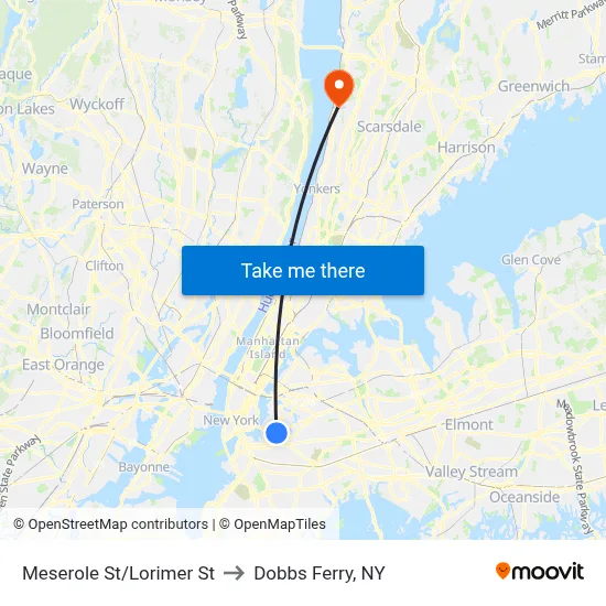 Meserole St/Lorimer St to Dobbs Ferry, NY map