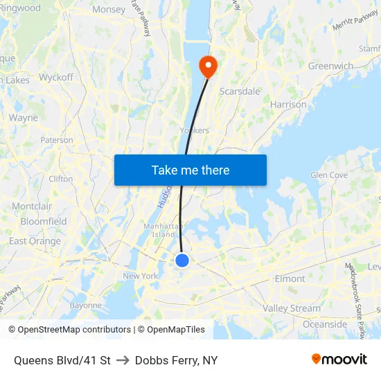 Queens Blvd/41 St to Dobbs Ferry, NY map