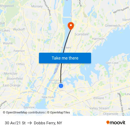 30 Av/21 St to Dobbs Ferry, NY map