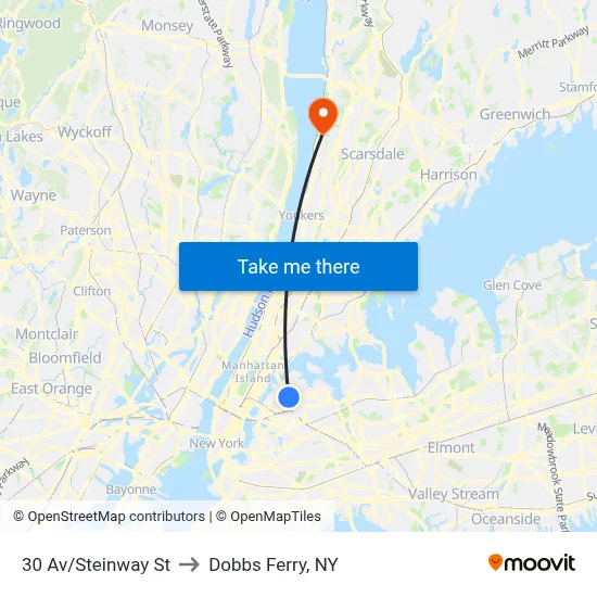 30 Av/Steinway St to Dobbs Ferry, NY map