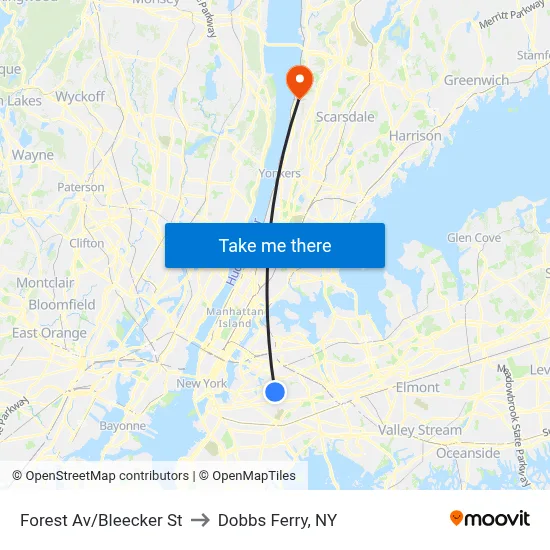 Forest Av/Bleecker St to Dobbs Ferry, NY map