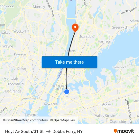 Hoyt Av South/31 St to Dobbs Ferry, NY map