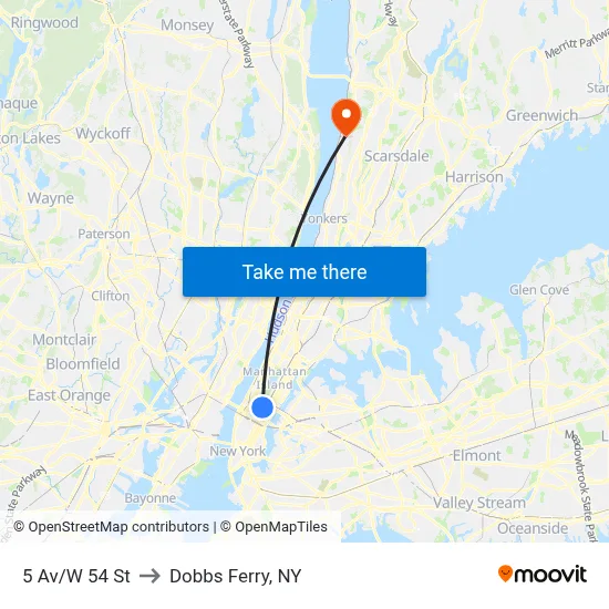 5 Av/W 54 St to Dobbs Ferry, NY map