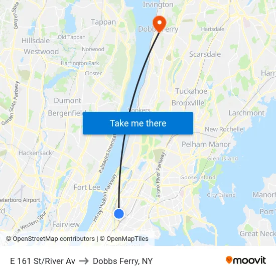 E 161 St/River Av to Dobbs Ferry, NY map