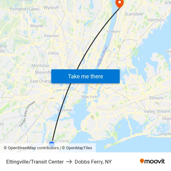 Eltingville/Transit Center to Dobbs Ferry, NY map