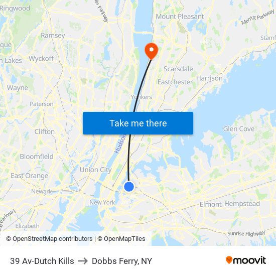 39 AvDutch Kills to Dobbs Ferry, NY with public transportation