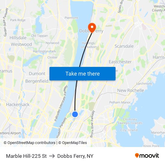 Marble Hill-225 St to Dobbs Ferry, NY map