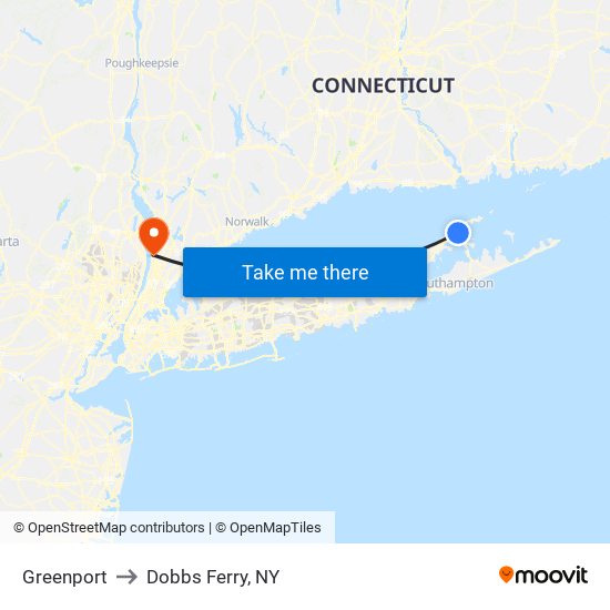 Greenport to Dobbs Ferry, NY map