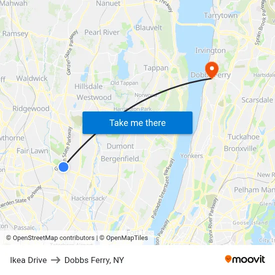 Ikea Drive to Dobbs Ferry, NY map