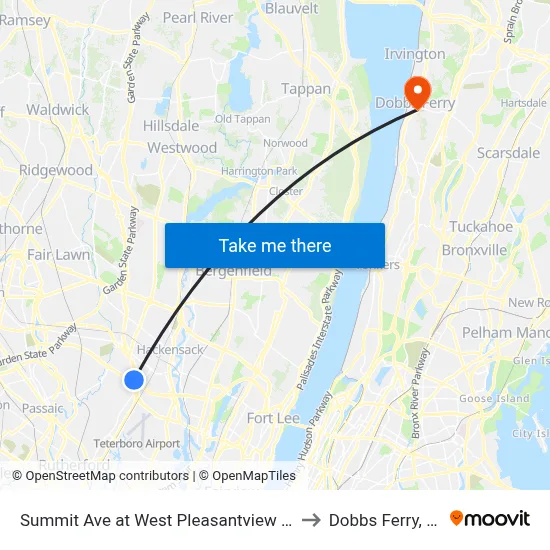 Summit Ave at West Pleasantview Ave to Dobbs Ferry, NY map