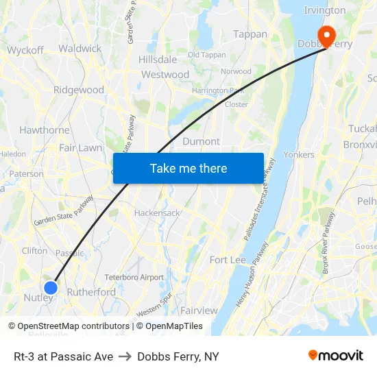 Rt-3 at Passaic Ave to Dobbs Ferry, NY map