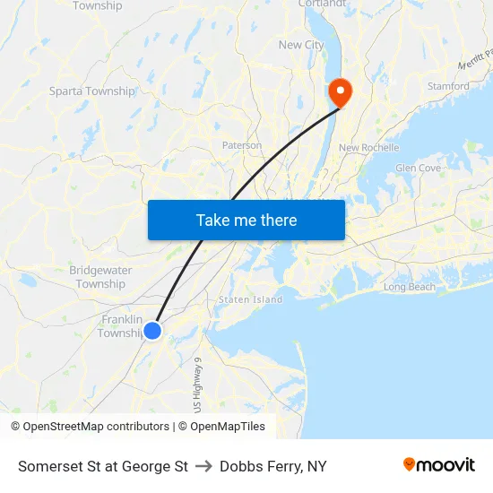 Somerset St at George St to Dobbs Ferry, NY map