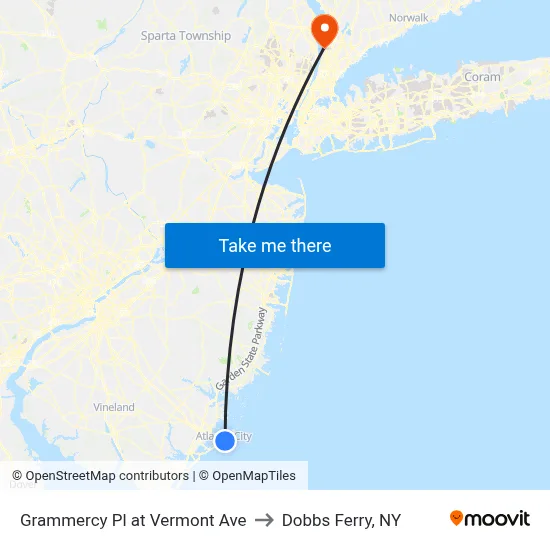 Grammercy Pl at Vermont Ave to Dobbs Ferry, NY map