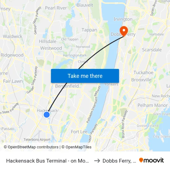 Hackensack Bus Terminal - on Moore St to Dobbs Ferry, NY map