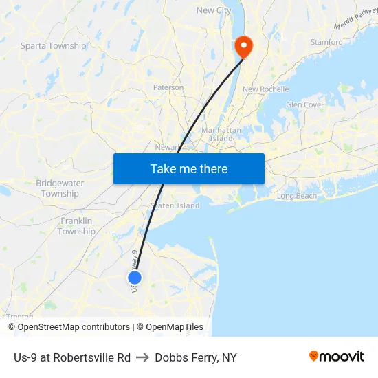 Us-9 at Robertsville Rd to Dobbs Ferry, NY map