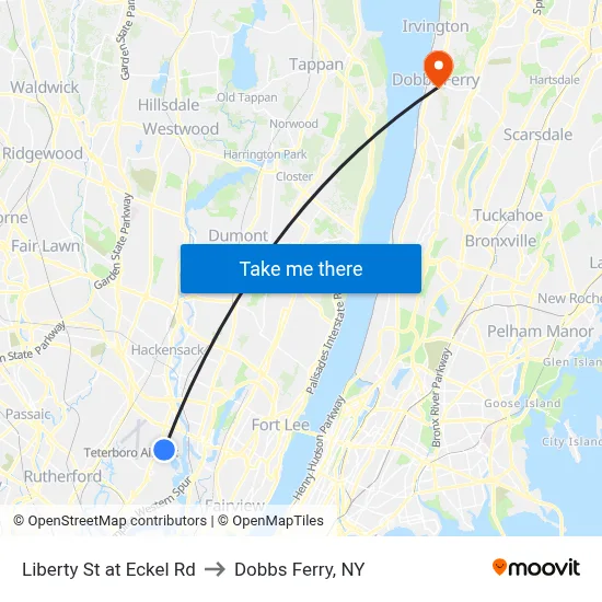 Liberty St at Eckel Rd to Dobbs Ferry, NY map
