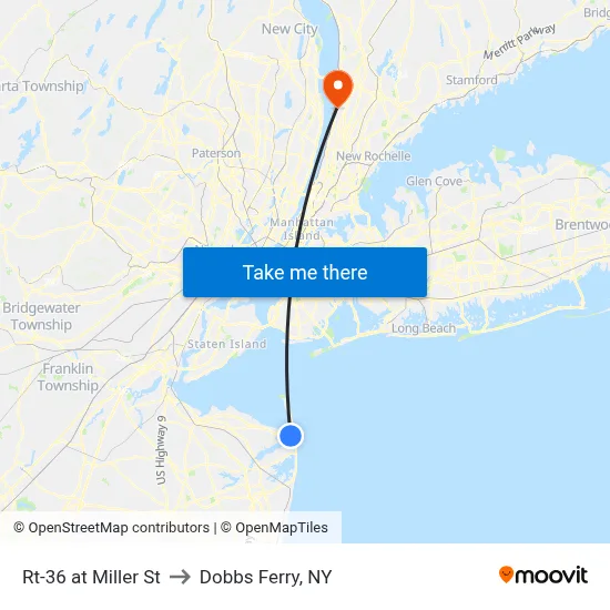 Rt-36 at Miller St to Dobbs Ferry, NY map