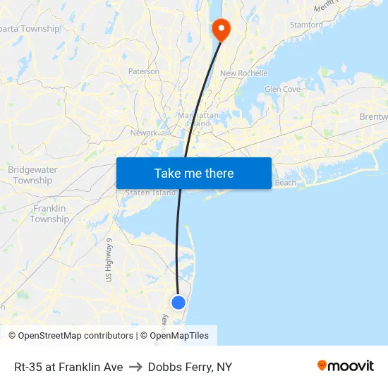 Rt-35 at Franklin Ave to Dobbs Ferry, NY map