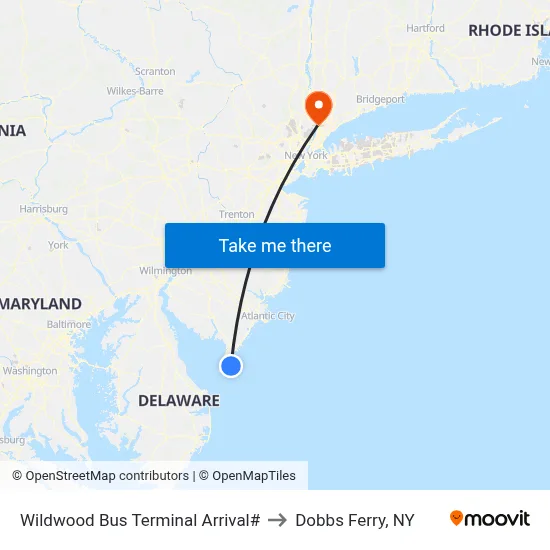 Wildwood Bus Terminal Arrival# to Dobbs Ferry, NY map
