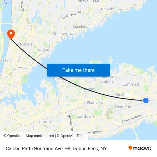 Calebs Path/Nostrand Ave to Dobbs Ferry, NY map