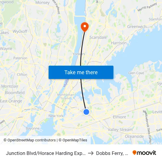 Junction Blvd/Horace Harding Expwy to Dobbs Ferry, NY map