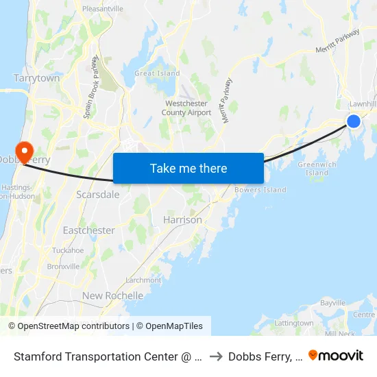 Stamford Transportation Center @ Bay F to Dobbs Ferry, NY map