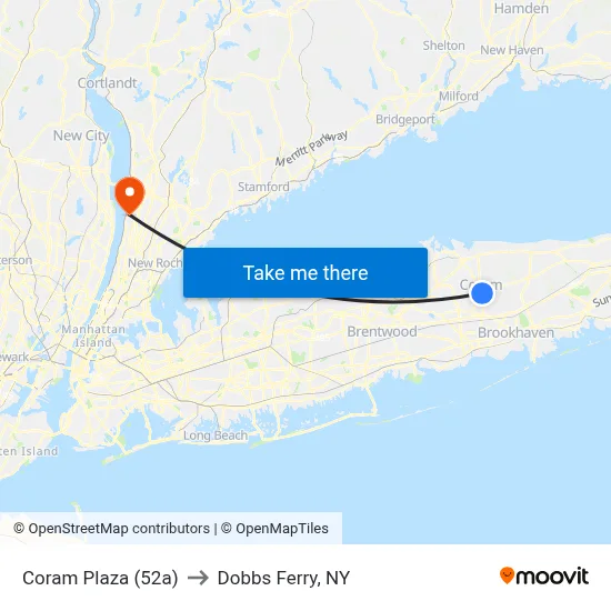 Coram Plaza (52a) to Dobbs Ferry, NY map