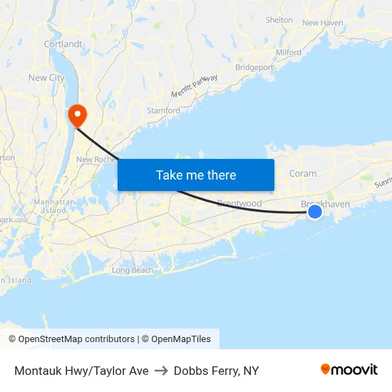 Montauk Hwy/Taylor Ave to Dobbs Ferry, NY map