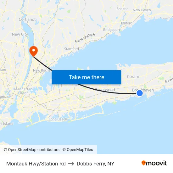 Montauk Hwy/Station Rd to Dobbs Ferry, NY map