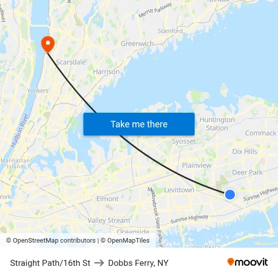 Straight Path/16th St to Dobbs Ferry, NY map