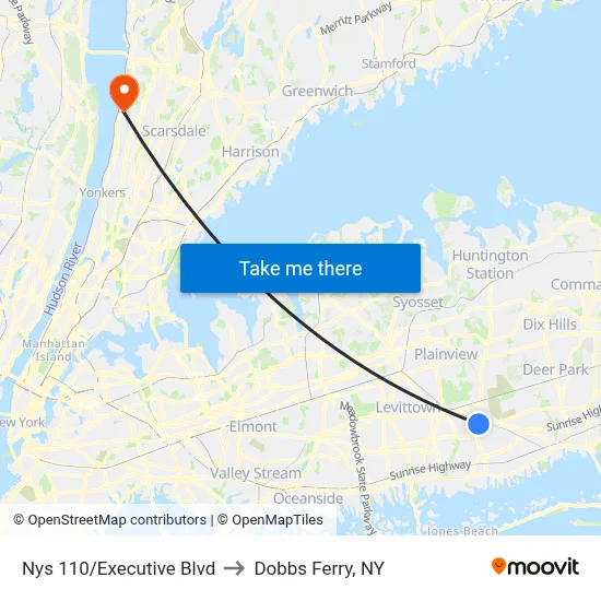 Nys 110/Executive Blvd to Dobbs Ferry, NY map