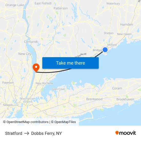 Stratford to Dobbs Ferry, NY map