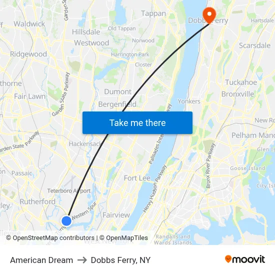 American Dream to Dobbs Ferry, NY map