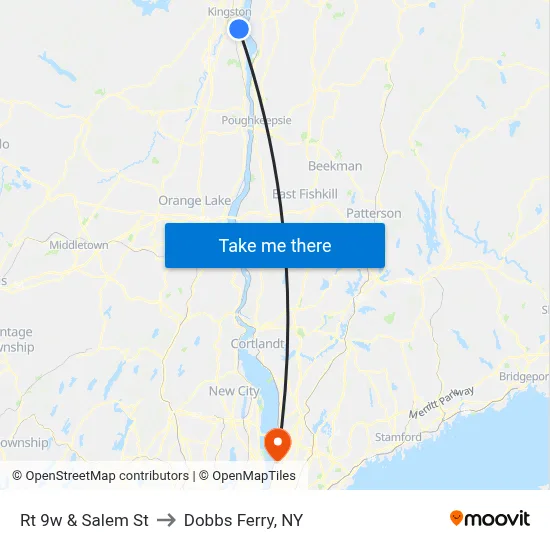 Rt 9w & Salem St to Dobbs Ferry, NY map