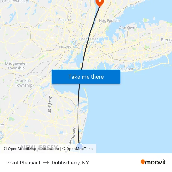 Point Pleasant to Dobbs Ferry, NY map