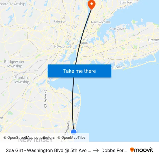 Sea Girt - Washington Blvd @ 5th Ave (Northbound) to Dobbs Ferry, NY map