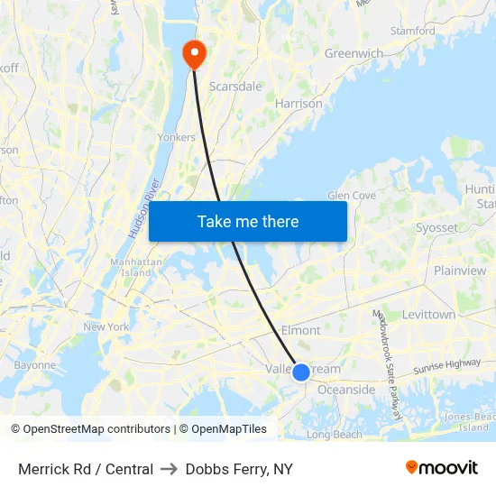 Merrick Rd / Central to Dobbs Ferry, NY map
