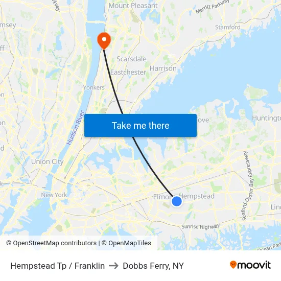 Hempstead Tp / Franklin to Dobbs Ferry, NY map