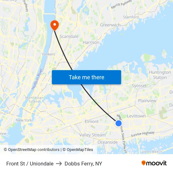 Front St / Uniondale to Dobbs Ferry, NY map
