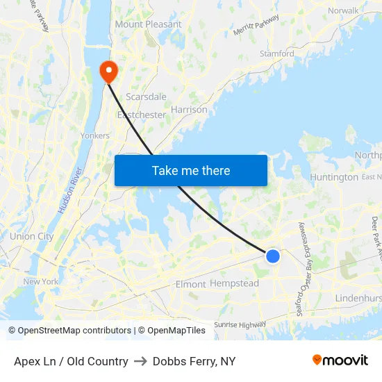 Apex Ln / Old Country to Dobbs Ferry, NY map