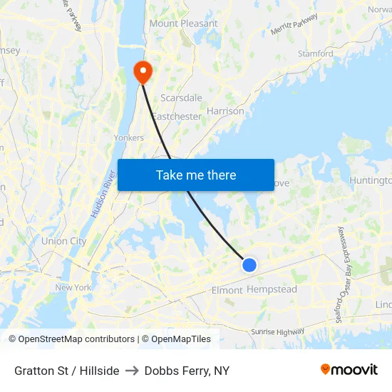 Gratton St / Hillside to Dobbs Ferry, NY map
