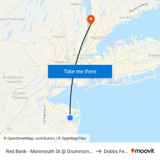 Red Bank - Monmouth St @ Drummond Pl (Southbound) to Dobbs Ferry, NY map